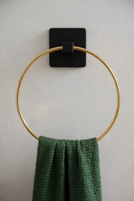 Yapışkanlı Gold Halka Havluluk Duvar Tipi Delme Gerektirmez Banyo Havlu Askılığı S-102 KGT - 2