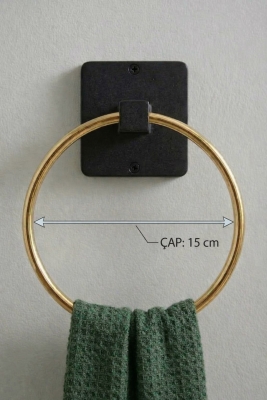 Yapışkanlı Gold Halka Havluluk Duvar Tipi Delme Gerektirmez Banyo Havlu Askılığı S-102 KGT - 7