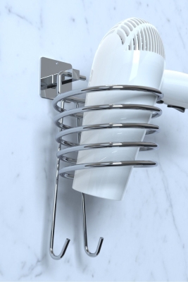 Yapışkanlı Gümüş Fön Makinesi Askısı Saç Kurutma Makinesi Tutacağı YK-710 - 1