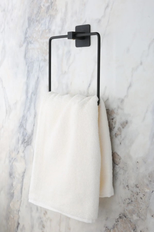 Yapışkanlı Kare Havluluk Siyah Havlu Askısı Havlu Asacağı - 1