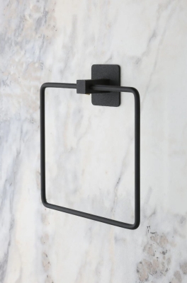 Yapışkanlı Kare Havluluk Siyah Havlu Askısı Havlu Asacağı - 4