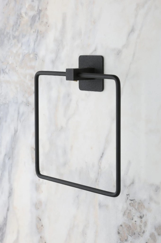 Yapışkanlı Kare Havluluk Siyah Havlu Askısı Havlu Asacağı - 4