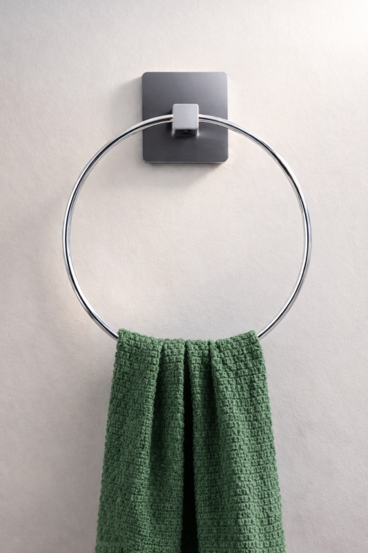 Yapışkanlı Krom Halka Havluluk Duvar Tipi Delme Gerektirmez Banyo Havlu Askılığı S-102 KTK - 2