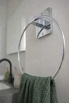 Yapışkanlı Krom Halka Havluluk Duvar Tipi Delme Gerektirmez Banyo Havlu Askılığı S-102 KTK - 3