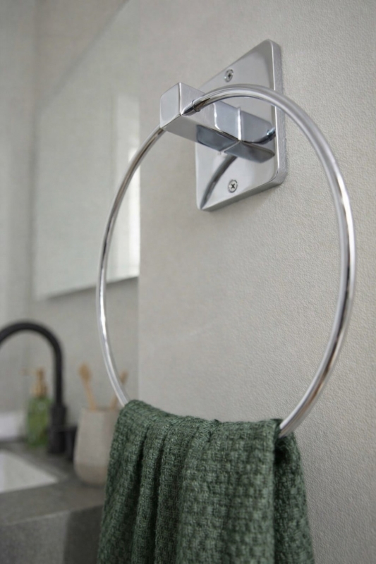 Yapışkanlı Krom Halka Havluluk Duvar Tipi Delme Gerektirmez Banyo Havlu Askılığı S-102 KTK - 3