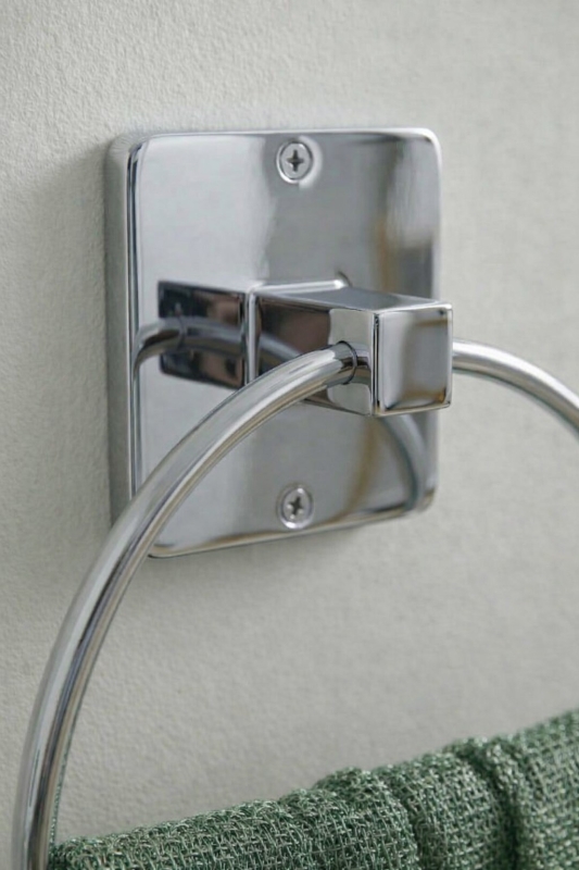Yapışkanlı Krom Halka Havluluk Duvar Tipi Delme Gerektirmez Banyo Havlu Askılığı S-102 KTK - 4