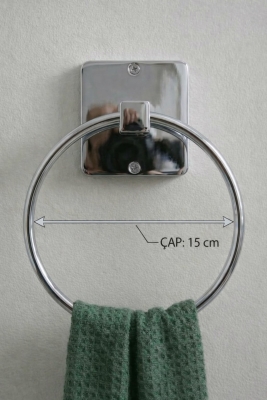 Yapışkanlı Krom Halka Havluluk Duvar Tipi Delme Gerektirmez Banyo Havlu Askılığı S-102 KTK - 7