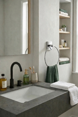 Yapışkanlı Krom Halka Havluluk Duvar Tipi Delme Gerektirmez Banyo Havlu Askılığı S-102 KTK - 6