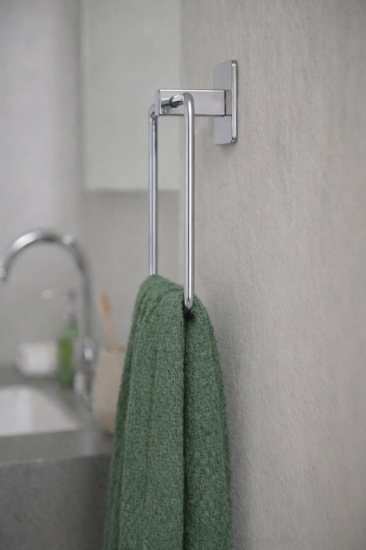 Yapışkanlı Krom Kare Havluluk Banyo Havlu Askılığı S-130 - KTK Kont Serisi - 3