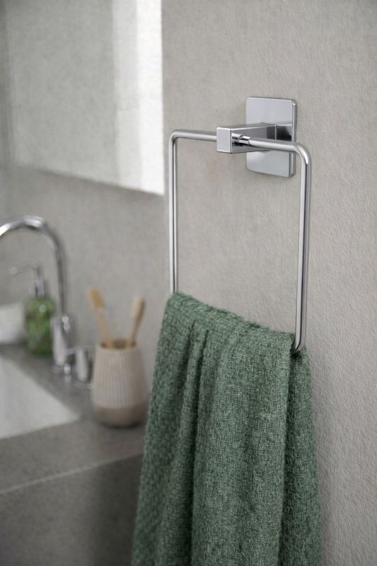 Yapışkanlı Krom Kare Havluluk Banyo Havlu Askılığı S-130 - KTK Kont Serisi - 1