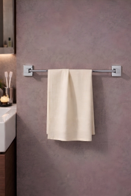 Yapışkanlı Krom Uzun Havluluk Duvar Tipi Delme Gerektirmez Banyo Havlu Askılığı S-101 KTK - 2