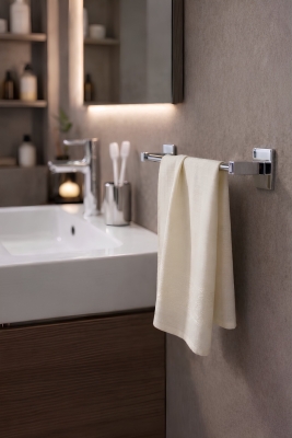Yapışkanlı Krom Uzun Havluluk Duvar Tipi Delme Gerektirmez Banyo Havlu Askılığı S-101 KTK - 6