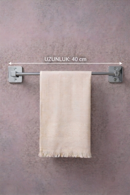 Yapışkanlı Krom Uzun Havluluk Duvar Tipi Delme Gerektirmez Banyo Havlu Askılığı S-101 KTK - 7