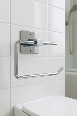 Yapışkanlı Krom WC Kağıtlık / Tuvalet Kağıtlık – Deliksiz Montaj, Ergonomik Tasarım - 3
