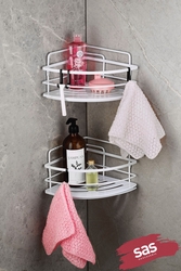 Yapışkanlı Ömür Boyu Paslanmaz Ayarlanabilir Raf Banyo Düzenleyici Şampuanlık 2 ADET LK-01 BB - Sas Haus