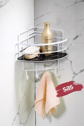 Yapışkanlı Ömür Boyu Paslanmaz Kristal Ayarlanabilir Raf Banyo Düzenleyici Şampuanlık LK-01 BSBK - Sas Haus