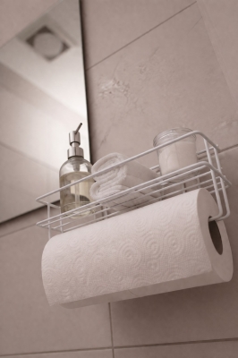 Yapışkanlı Raflı Kağıt Rulo Havluluk Peçetelik Havlu Kağıtlık Beyaz Banyo Mutfak Düzenleyici Raf Shr - 5