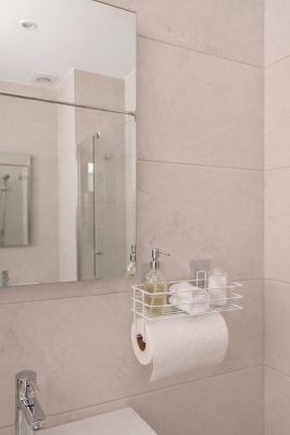 Yapışkanlı Raflı Kağıt Rulo Havluluk Peçetelik Havlu Kağıtlık Beyaz Banyo Mutfak Düzenleyici Raf Shr - 6