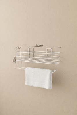 Yapışkanlı Raflı Kağıt Rulo Havluluk Peçetelik Havlu Kağıtlık Beyaz Banyo Mutfak Düzenleyici Raf Shr - 7