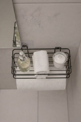 Yapışkanlı Raflı Kağıt Rulo Havluluk Peçetelik Havlu Kağıtlık Siyah Banyo Mutfak Düzenleyici SHR-01 - 4