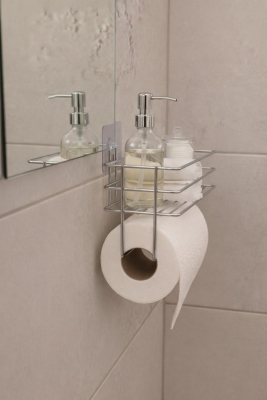 Yapışkanlı Raflı Kağıt Rulo Havluluk Peçetelik Krom Banyo Mutfak Düzenleyici Raf SHR-01 - 3