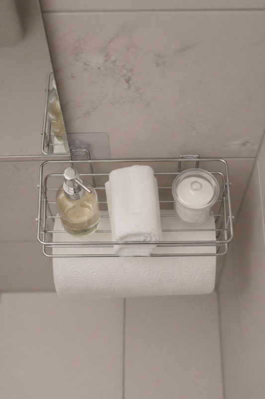 Yapışkanlı Raflı Kağıt Rulo Havluluk Peçetelik Krom Banyo Mutfak Düzenleyici Raf SHR-01 - 4