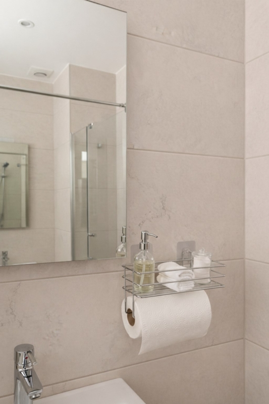 Yapışkanlı Raflı Kağıt Rulo Havluluk Peçetelik Krom Banyo Mutfak Düzenleyici Raf SHR-01 - 6