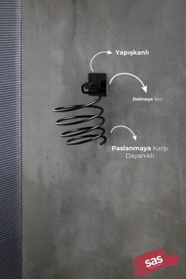 Siyah Yapışkanlı Saç Kurutmalık, Saç Kurutma Makine Askısı, Banyo Askısı Y-01 - 3