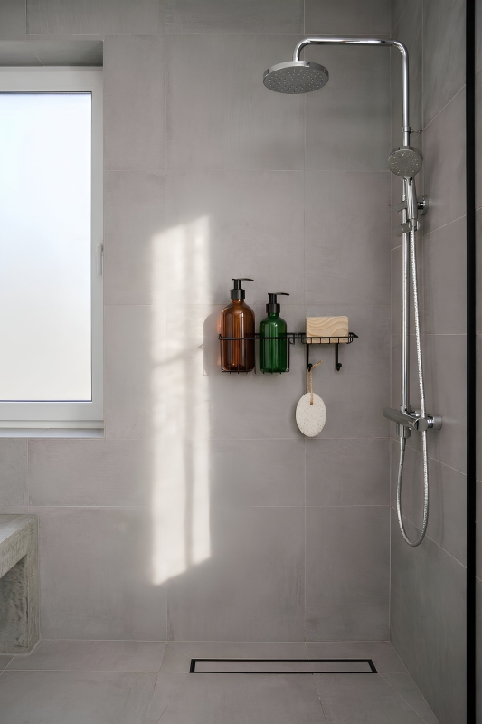 Yapışkanlı Siyah Banyo Rafı Delme Gerektirmeyen Duş Organizeri Şampuanlık Sabunluk Seti AŞ-01 - 6