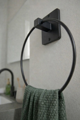 Yapışkanlı Siyah Halka Havluluk Duvar Tipi Delme Gerektirmez Banyo Havlu Askılığı S-102 KTS - 3