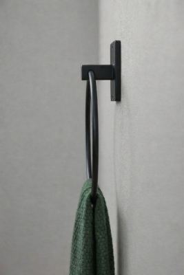 Yapışkanlı Siyah Halka Havluluk Duvar Tipi Delme Gerektirmez Banyo Havlu Askılığı S-102 KTS - 5