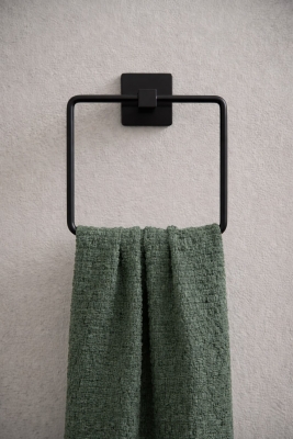 Yapışkanlı Siyah Kare Havluluk Duvar Tipi Delme Gerektirmez Banyo Havlu Askılığı S-130 - KTS Kont - 2