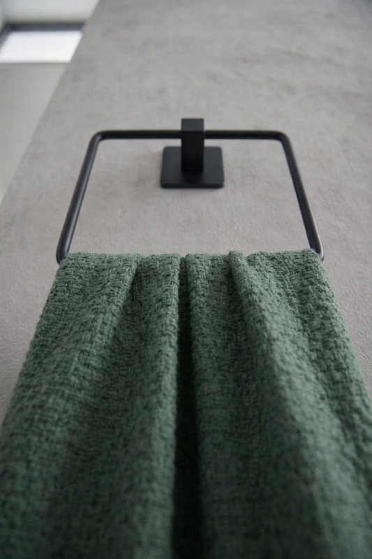 Yapışkanlı Siyah Kare Havluluk Duvar Tipi Delme Gerektirmez Banyo Havlu Askılığı S-130 - KTS Kont - 5