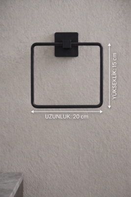 Yapışkanlı Siyah Kare Havluluk Duvar Tipi Delme Gerektirmez Banyo Havlu Askılığı S-130 - KTS Kont - 7