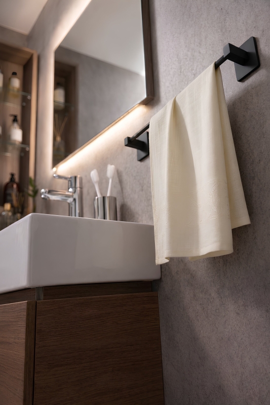 Yapışkanlı Siyah Uzun Havluluk Duvar Tipi Delme Gerektirmez Banyo Havlu Askılığı S-101 KTS - 3