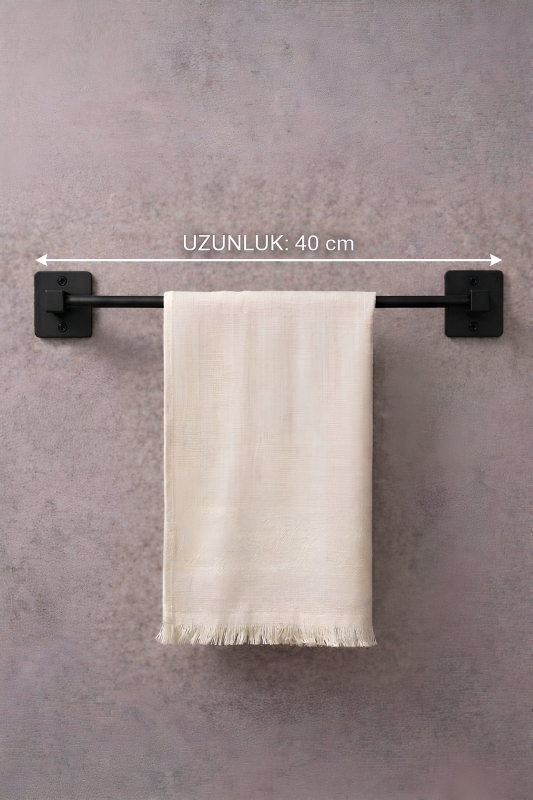 Yapışkanlı Siyah Uzun Havluluk Duvar Tipi Delme Gerektirmez Banyo Havlu Askılığı S-101 KTS - 7