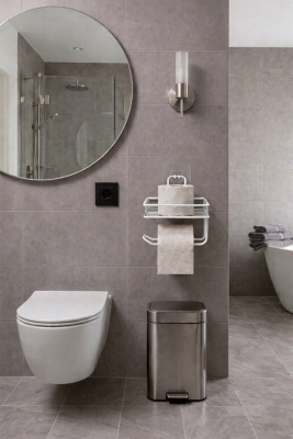 Yapışkanlı Tuvalet Kağıtlığı Delmesiz Vidalamasız Metal Banyo Kağıtlık Askısı Beyaz S-120 - 6