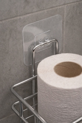 Yapışkanlı Tuvalet Kağıtlığı Delmesiz Vidalamasız Metal Banyo Kağıtlık Askısı Krom S-120 - 2