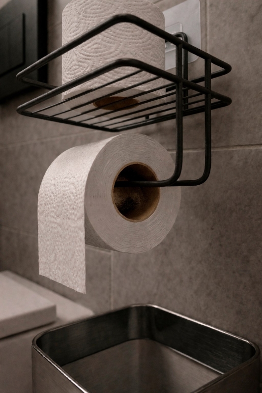 Yapışkanlı Tuvalet Kağıtlığı Delmesiz Vidalamasız Metal Banyo Kağıtlık Askısı Siyah S-120 - 4
