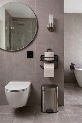 Yapışkanlı Tuvalet Kağıtlığı Delmesiz Vidalamasız Metal Banyo Kağıtlık Askısı Siyah S-120 - 6