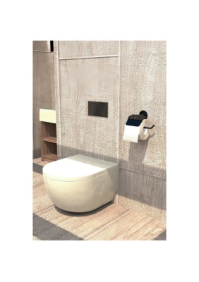 Yapışkanlı Tuvalet Kağıtlığı Wc Kağıtlık Tuvalet Kağıdı Askısı Geniş Kapak Siyah S-109 - 2
