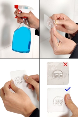 Yedek 2 Adet Yapışkanlı Askılık Sticker şeffaf güçlü askı aparatı - 3