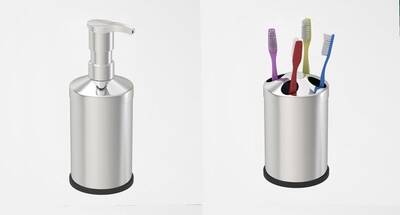 SAS Krom Tezgah Üstü 250 cc Sıvı Sabunluk - Diş Fırçalık Seti İkili Banyo Seti