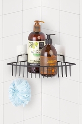  - SAS Ömür Boyu Paslanmaz Yapışkanlı Banyo Düzenleyici Şampuanlık Duş Rafı Siyah MS-721