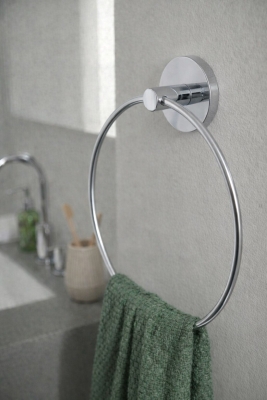 Krom Kaplama Yuvarlak Halka Banyo - Mutfak Havlu Askılığı - SAS
