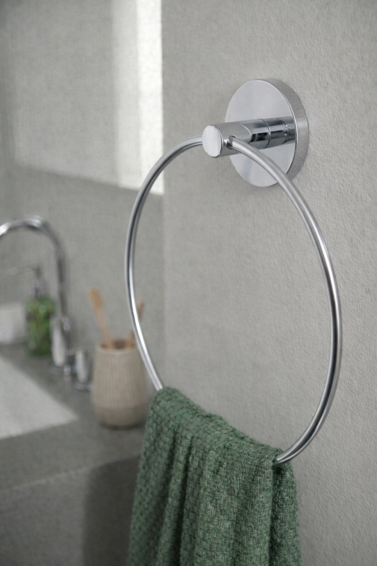 Krom Kaplama Yuvarlak Halka Banyo - Mutfak Havlu Askılığı - 1