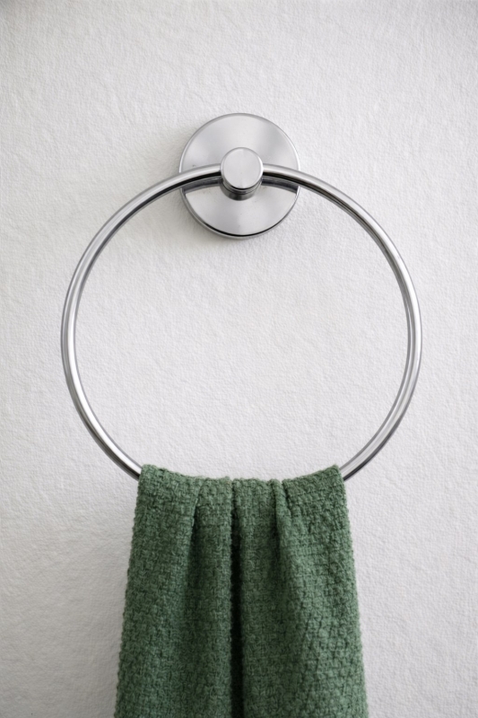 Krom Kaplama Yuvarlak Halka Banyo - Mutfak Havlu Askılığı - 2