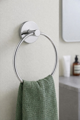 Krom Kaplama Yuvarlak Halka Banyo - Mutfak Havlu Askılığı - 4