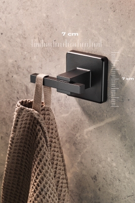 SAS Ömür Boyu Paslanmaz Tek Kancalı Havlu Ve Bornoz Askılığı Siyah D-011 - 2