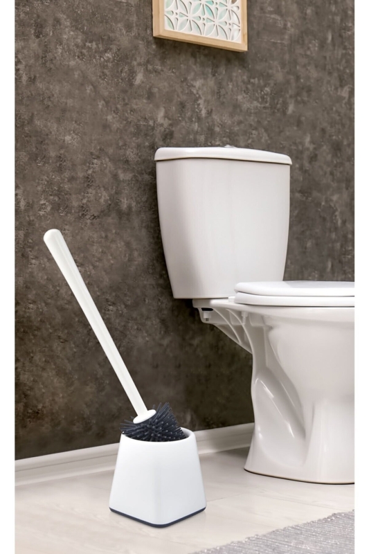 Silikon Wc Tuvalet Banyo Fırçası Klozet Fırçası Kare Beyaz - 13